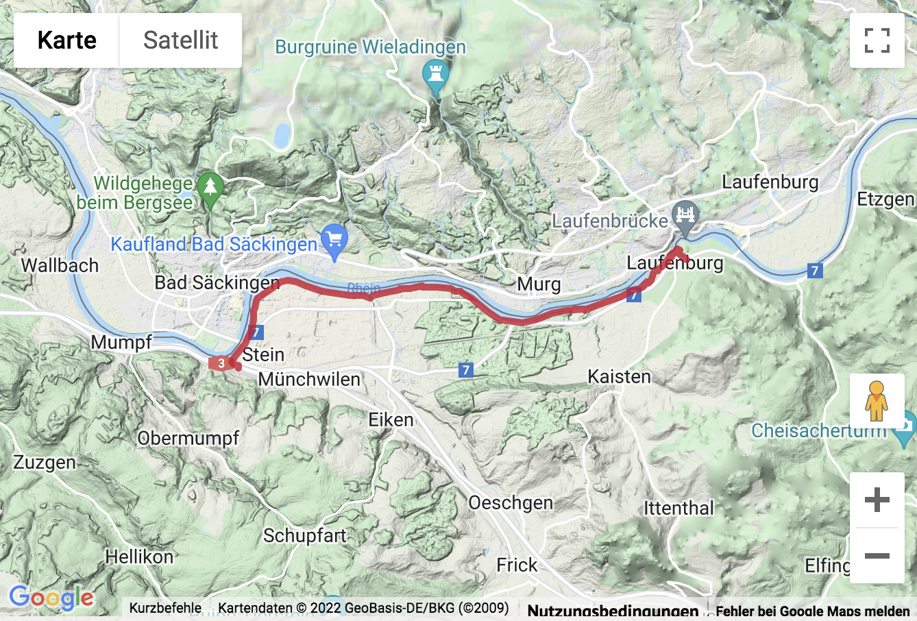 Übersichtskarte Randonnée au bord du Rhin