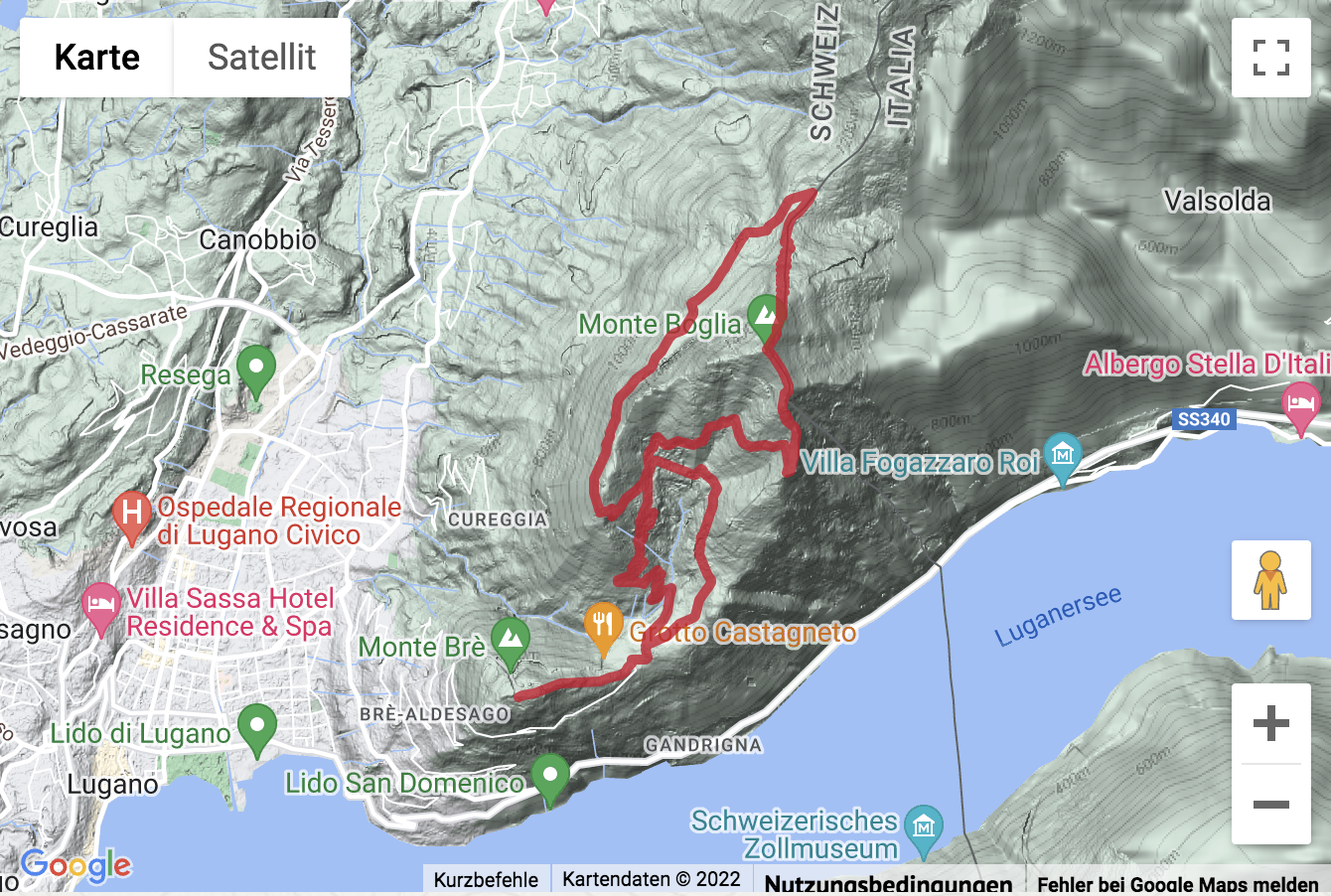 Carte de situation Gipfelwanderung zum Monte Boglia