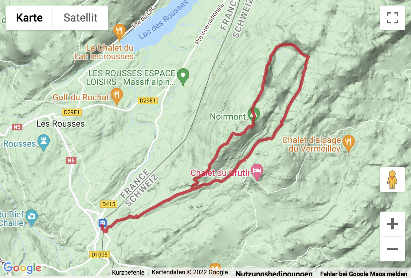Carte de situation Gipfelwanderung zum Noirmont im Waadländer Jura