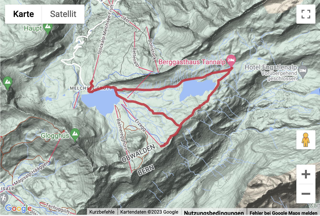 Carte de situation Schneeschuhtour Erzegg-Trail auf der Melchsee-Frutt