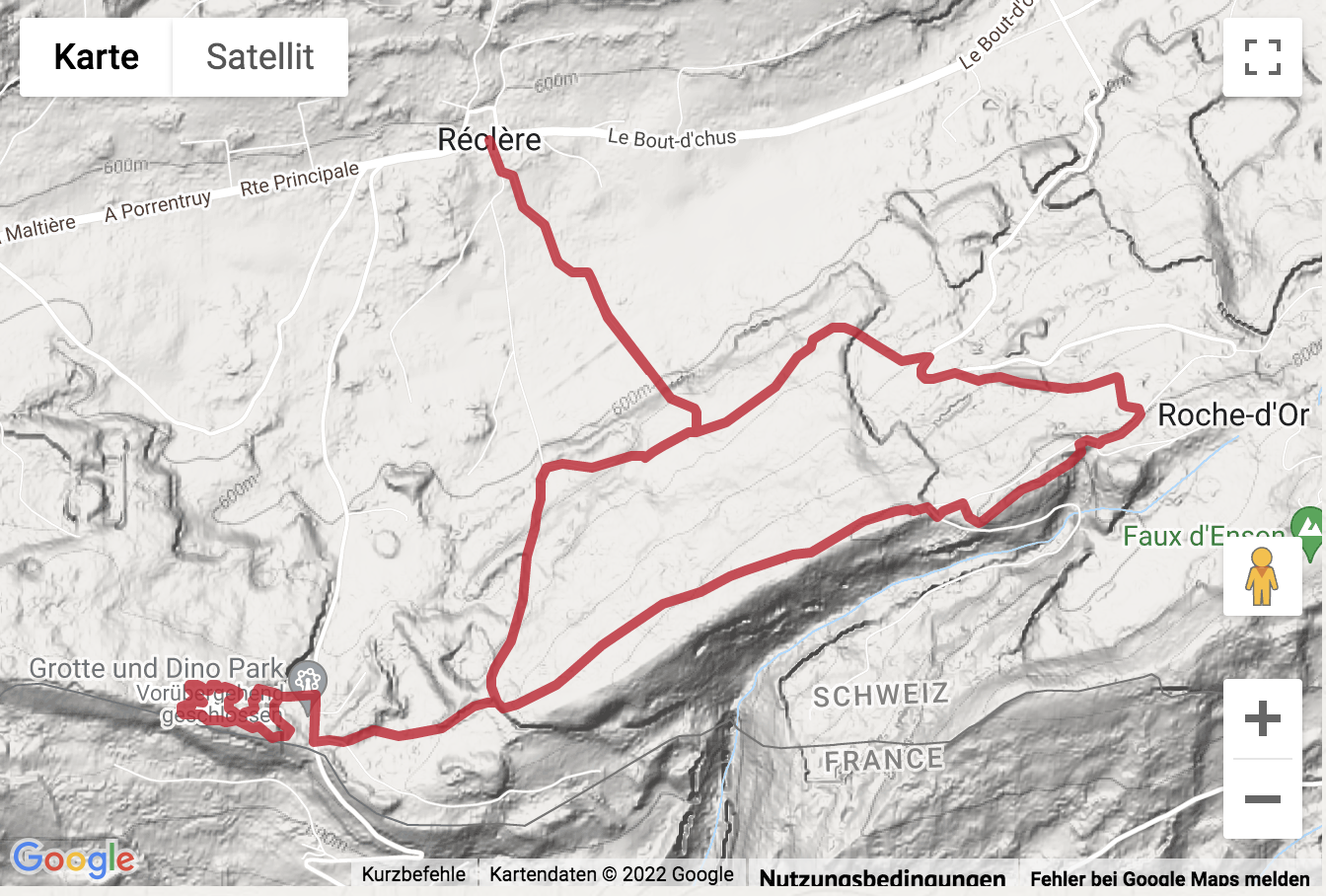 Carte de situation Wanderung zu den Grotten und zum Préhisto-Parc bei Réclère