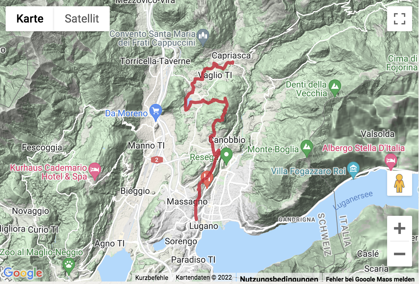 Carte de situation Schöne Wanderung von Tesserete durch die Capriasca