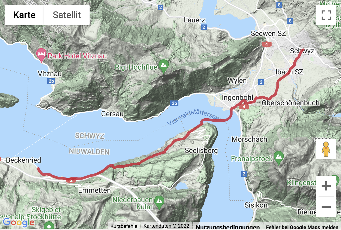 Carte de situation Jakobswanderung von Schwyz nach Beckenried