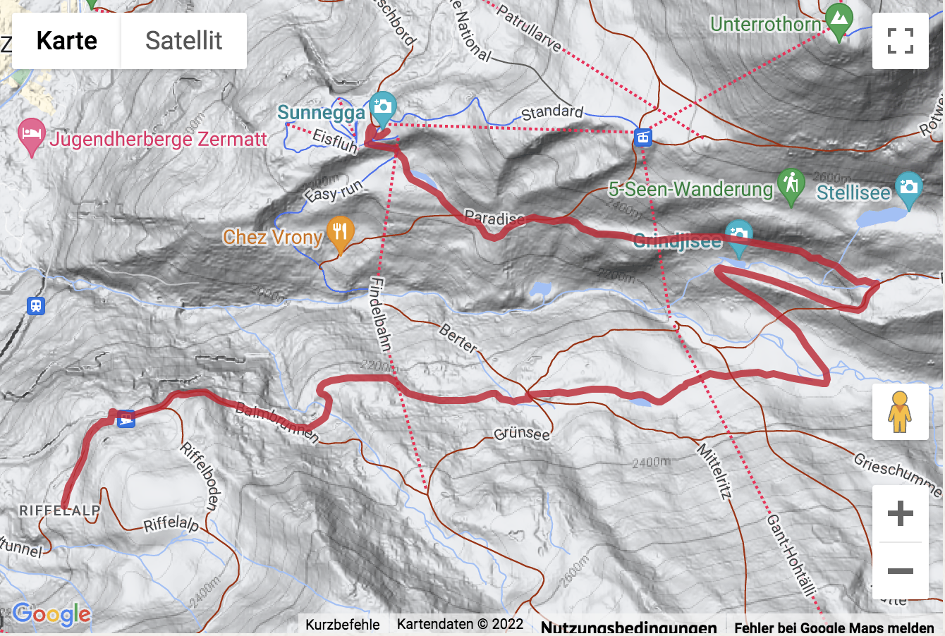 Carte de situation Panoramawanderung von Sunnegga zur Riffelalp