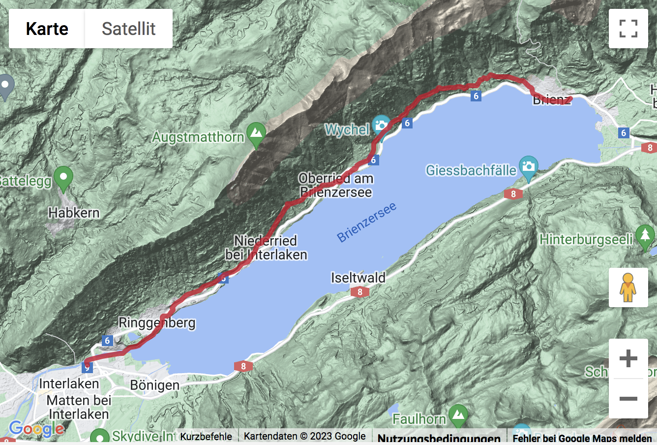 Carte de situation Randonnée le long du lac de Brienz