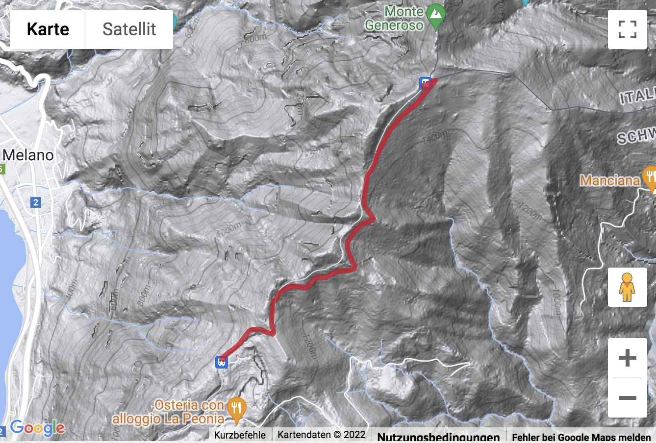 Carte de situation Gipfelwanderung von Bellavista auf den Monte Generoso