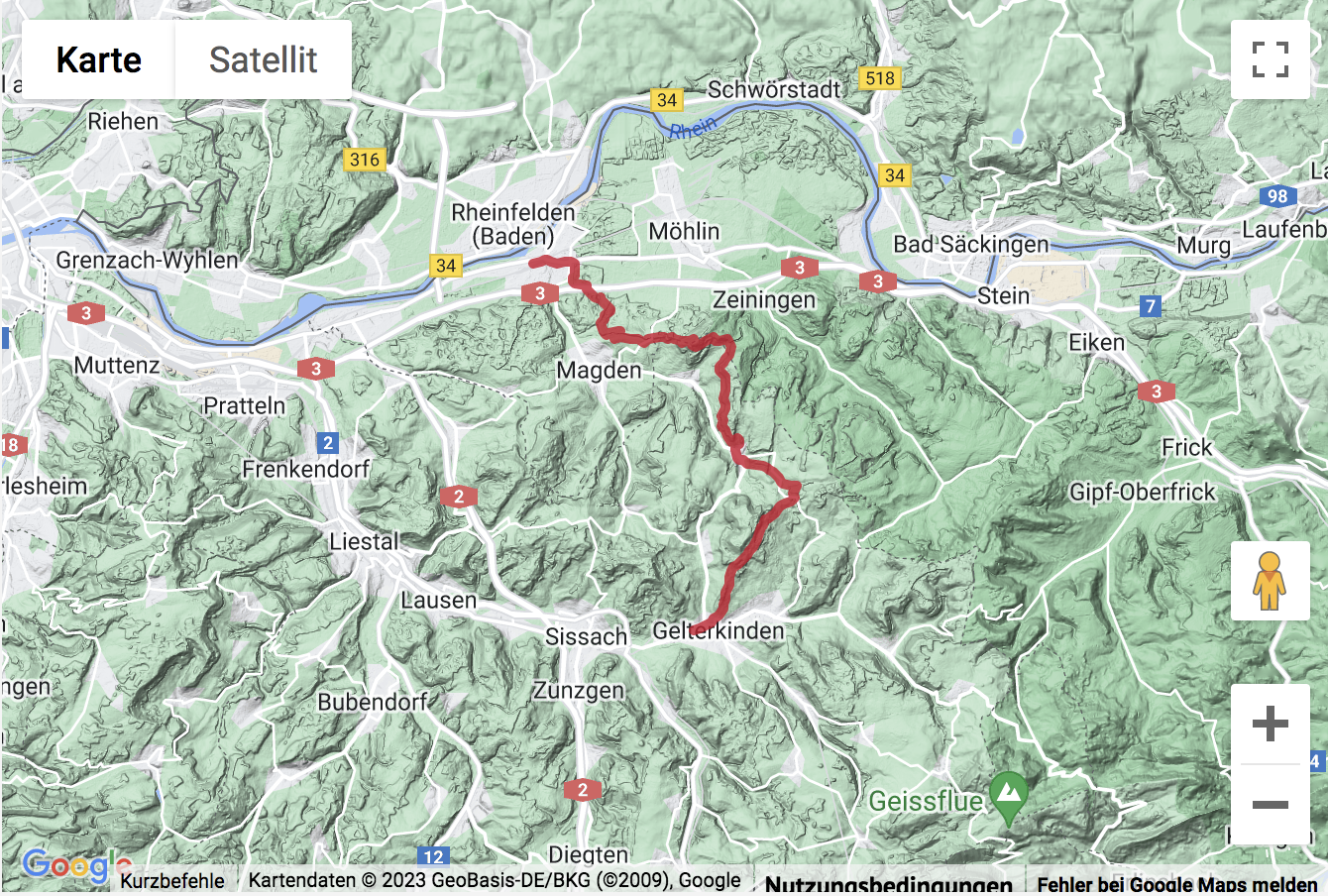 Carte de situation Wanderung über den Sunnenberg nach Gelterkinden