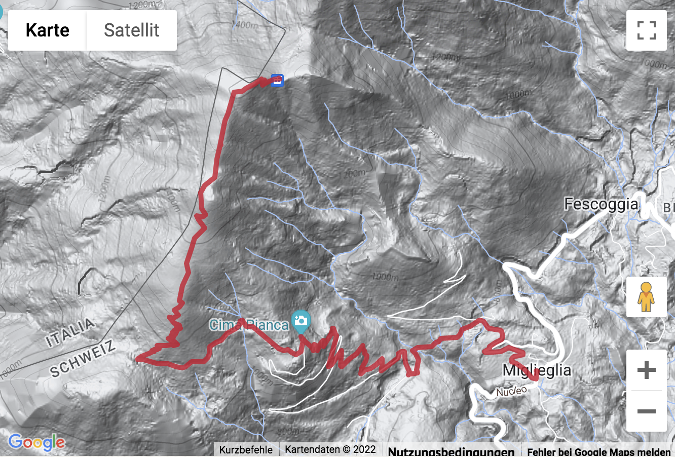 Carte de situation Panoramawanderung zum Gipfel des Monte Lema