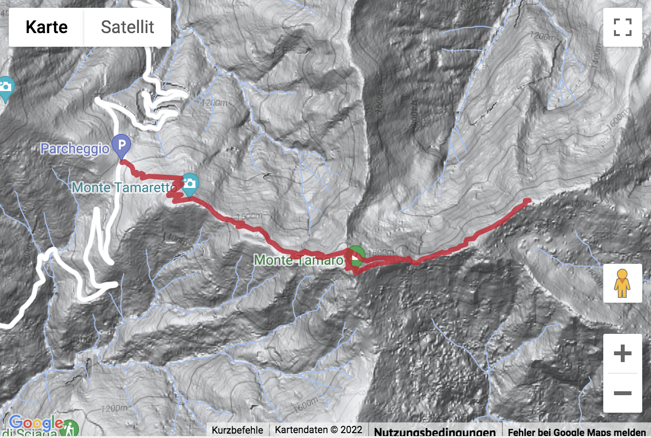 Übersichtskarte Gipfelwanderung zum Monte Tamaro