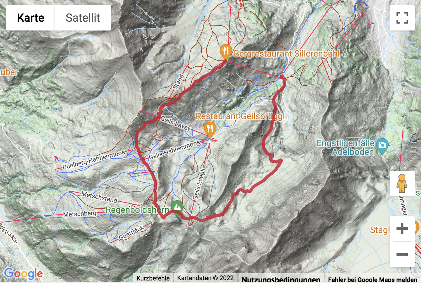 Übersichtskarte Panoramawanderung vom Sillerenbühl nach Bergläger