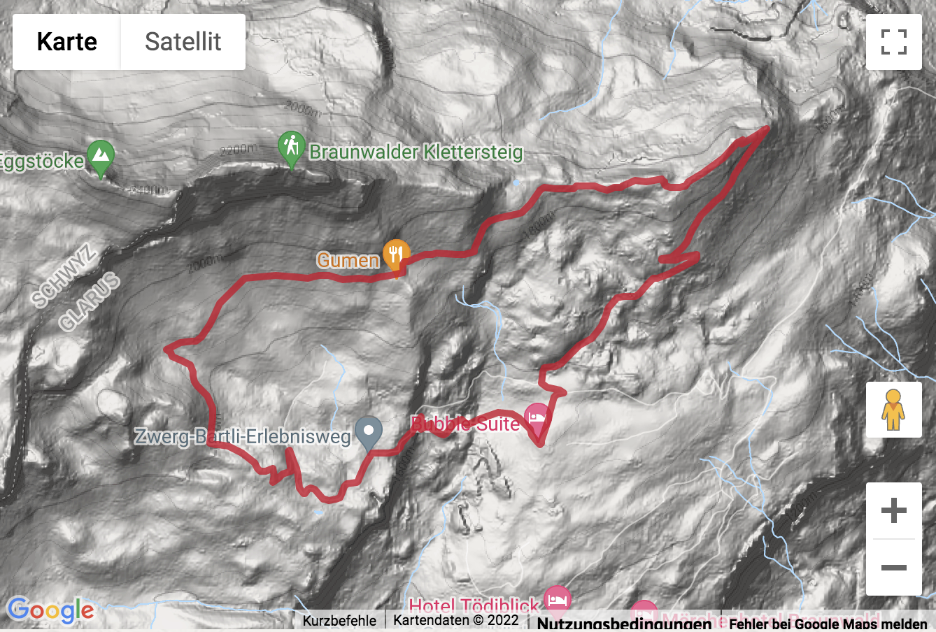 Carte de situation Panoramawanderung hoch über Braunwald