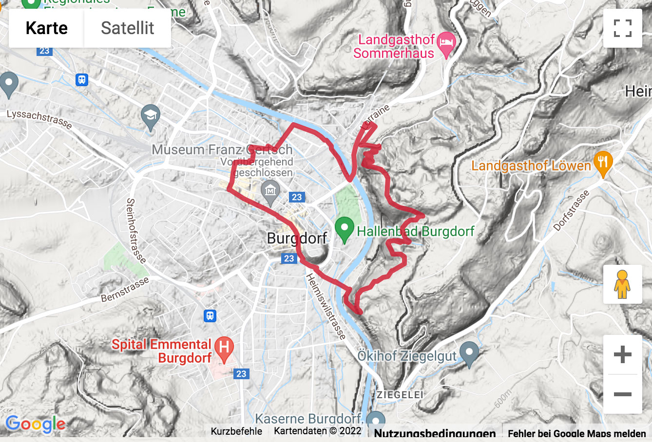 Übersichtskarte Wanderung von Burgdorf über die Gysnauflüe