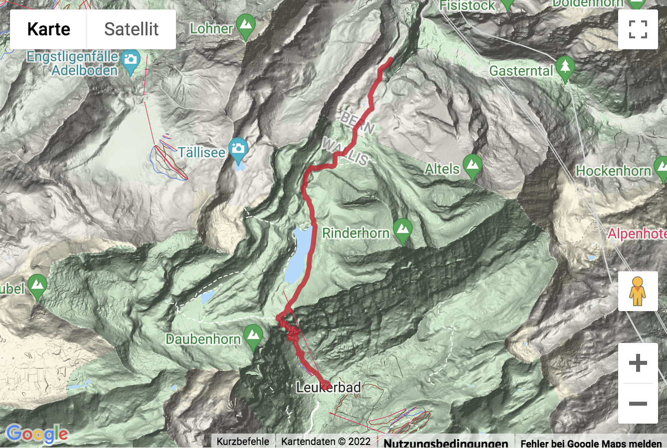 Übersichtskarte Passwanderung über den Gemmipass ins Berner Oberland