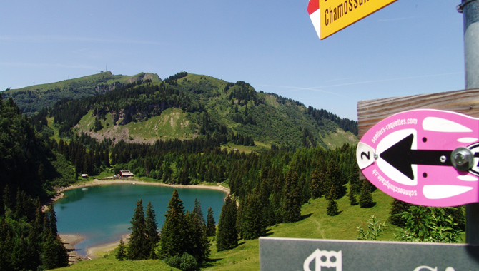 Der malerische Lac des Chavonnes liegt direkt an der Wanderroute der Tour des Alpes Vaudoises.