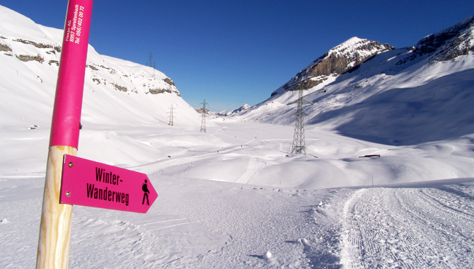 Über 3'000 Kilometer präparierte Winterwanderwege werden in der Schweiz unterhalten.
