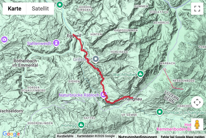 Routenskizze zur Wanderung Eggiwil - Schangnau