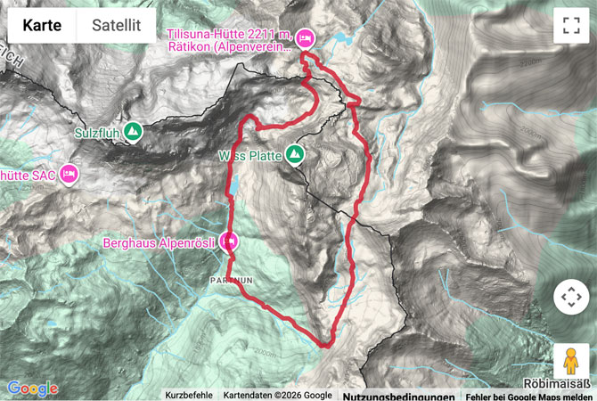 Routenskizze zur Wanderung Schijenfluh Umrundung