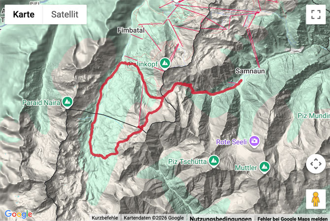 Routenskizze zur Bergwanderung zur Heidelberger Hütte
