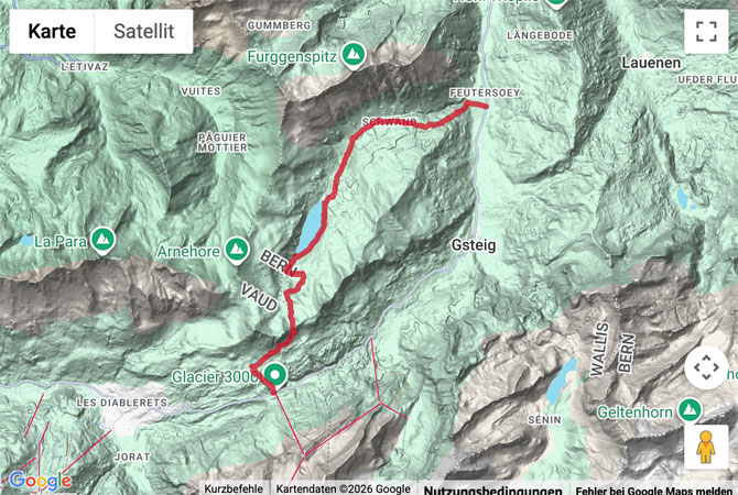 Routenskizze zur Wanderung vom Col du Pillon zum Arnensee