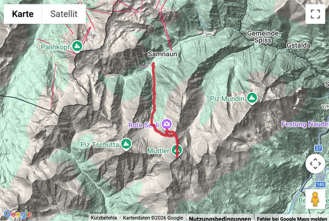 Routenskizze zur Gipfeltour von Samnaun auf den Muttler