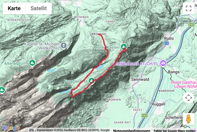Routenskizze zur Geologischer Wanderweg im Alpsteingebirge