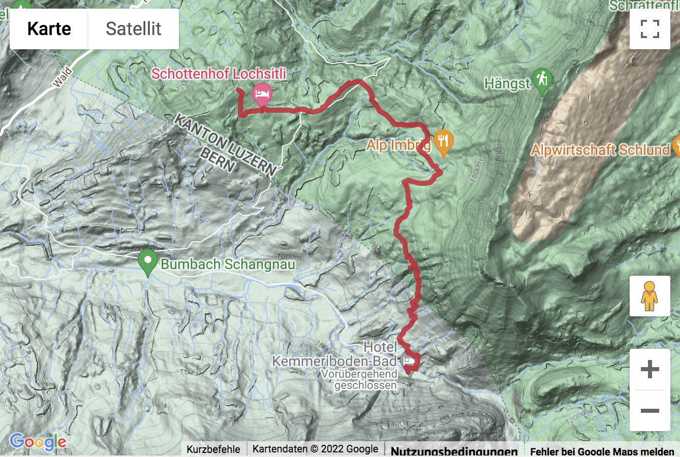 Übersichtskarte Wanderung von der Marbachegg zum Kemmeriboden