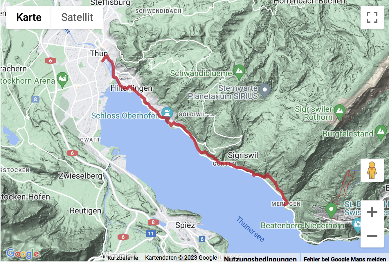 Carte de situation Panoramawanderung von Merligen nach Thun