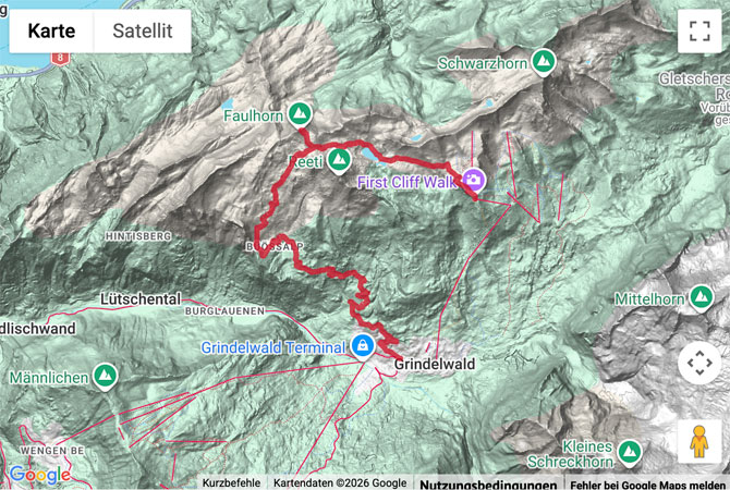 Routenskizze zur Winterwanderung vom First übers Faulhorn