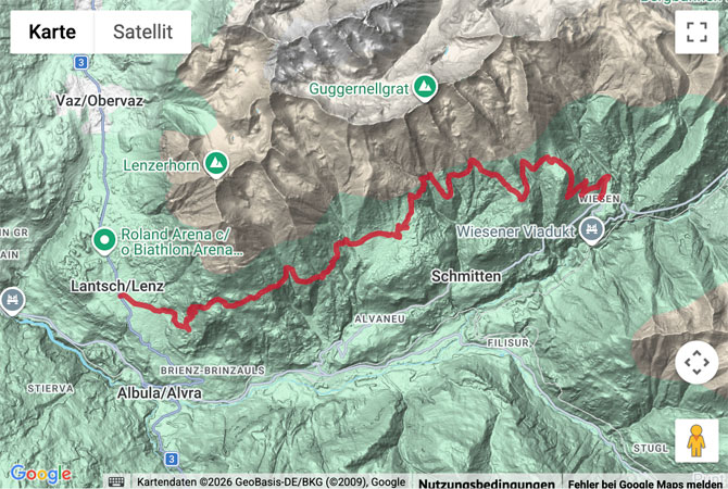 Routenskizze zur Bergwanderung Alpentour im Albulatal