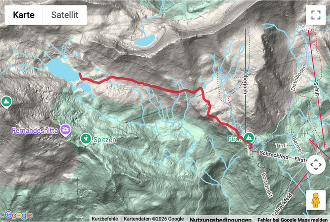 Routenskizze zur Wanderung zum Bachalpsee
