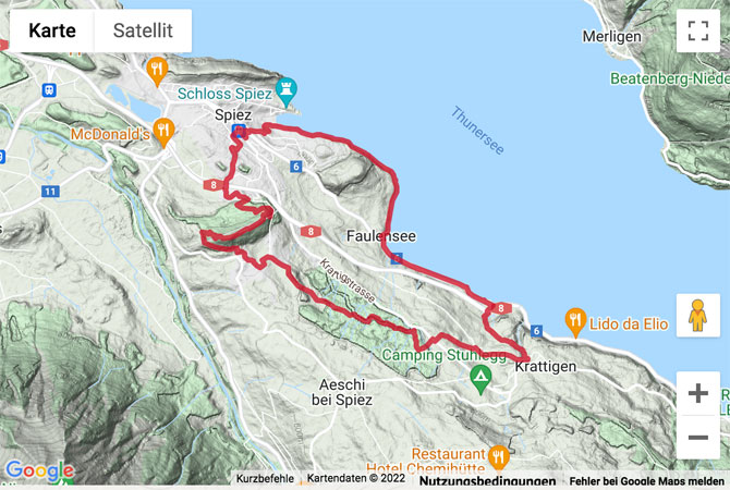 Carte de situation Rundwanderung von Spiez über den Hondrichhügel