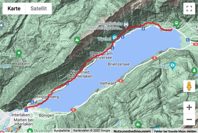 Carte de situation Wanderung Brienz - Oberried - Interlaken Ost