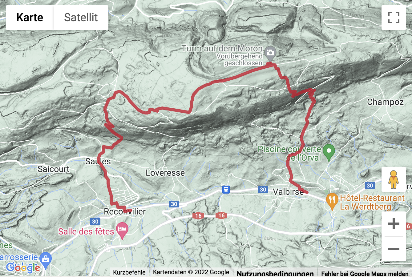 Übersichtskarte Wanderung zum Aussichtsturm auf dem Moron