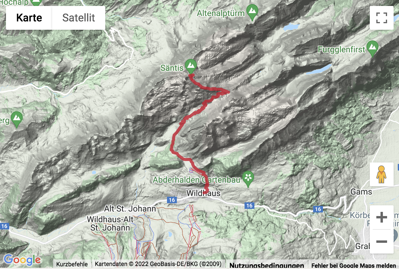 Carte de situation Bergwanderung von Wildhaus zum Säntis