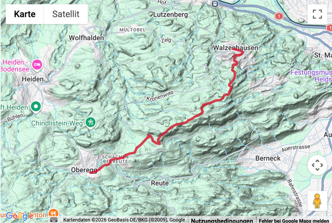 Routenskizze zur Wanderung Vorderländer Panoramatour