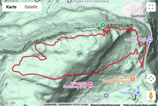 Routenskizze zur Schneeschuhtour Förster-Trail in Seelisberg