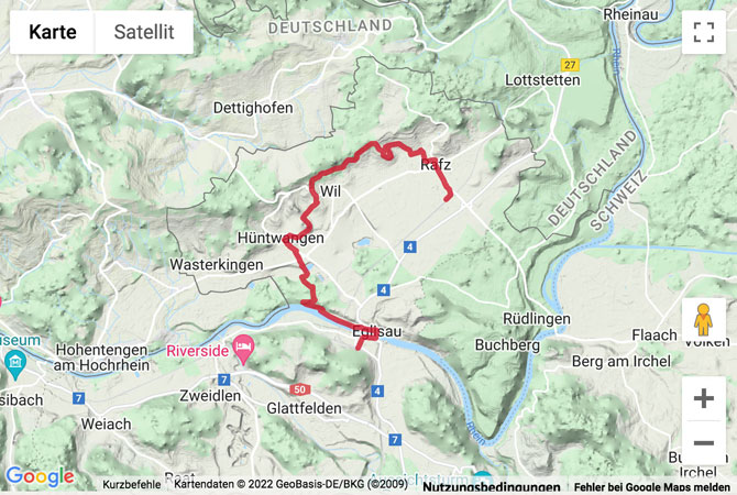 Übersichtskarte Wanderung von Rafz nach Eglisau