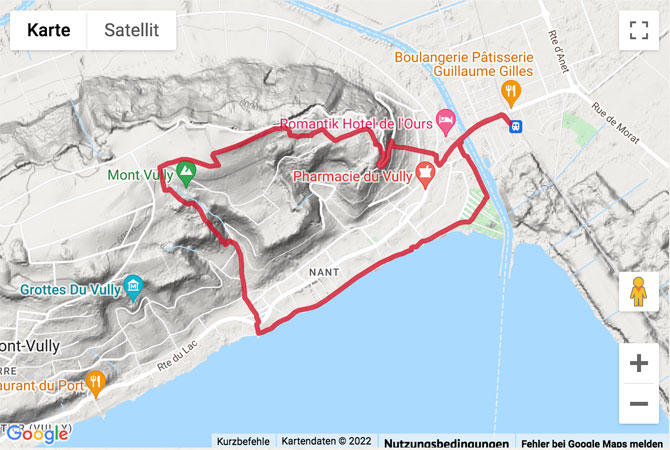 Carte de situation Wanderung hinauf zum Mont Vully