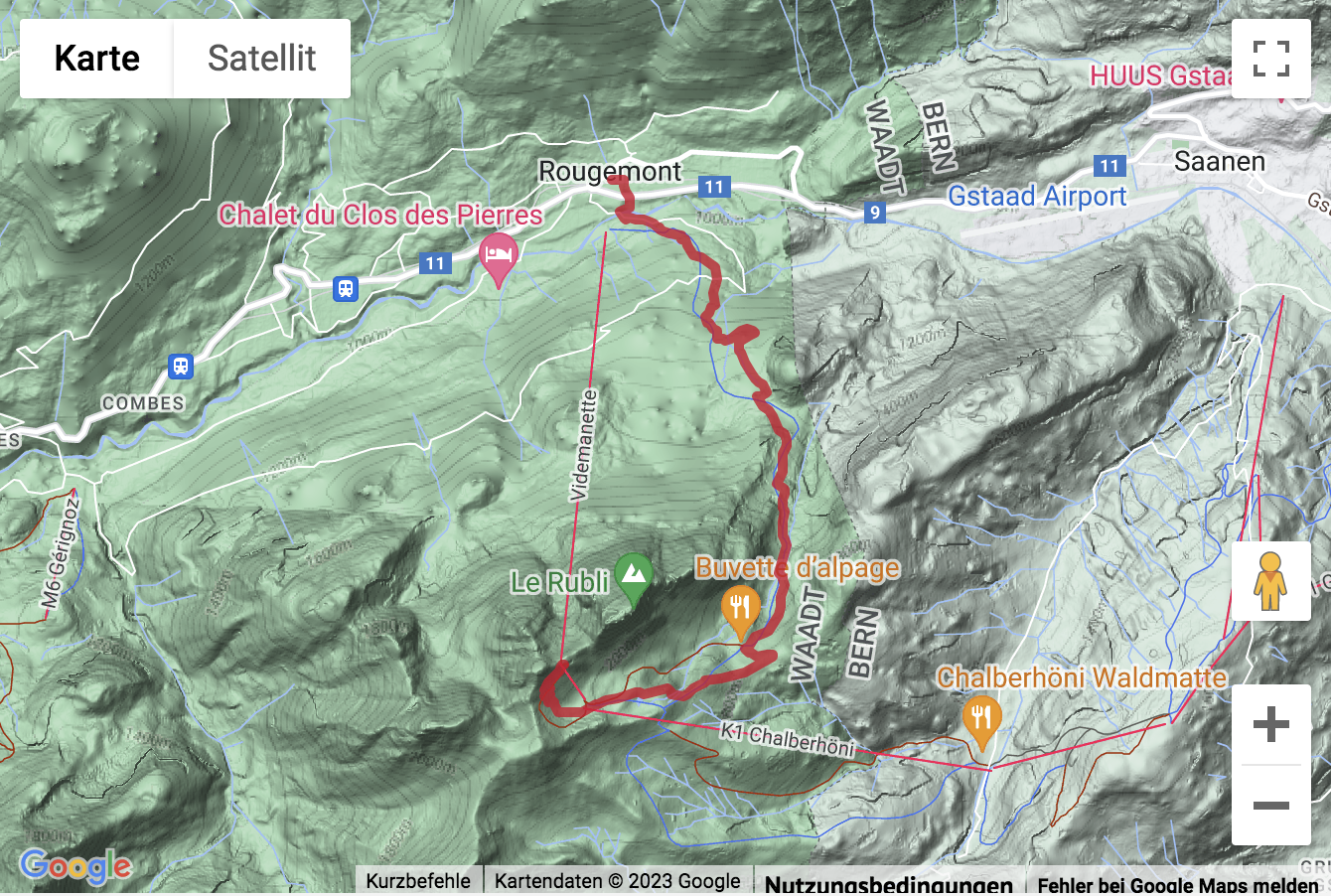 Google-Karte mit aufgezeichneter Route