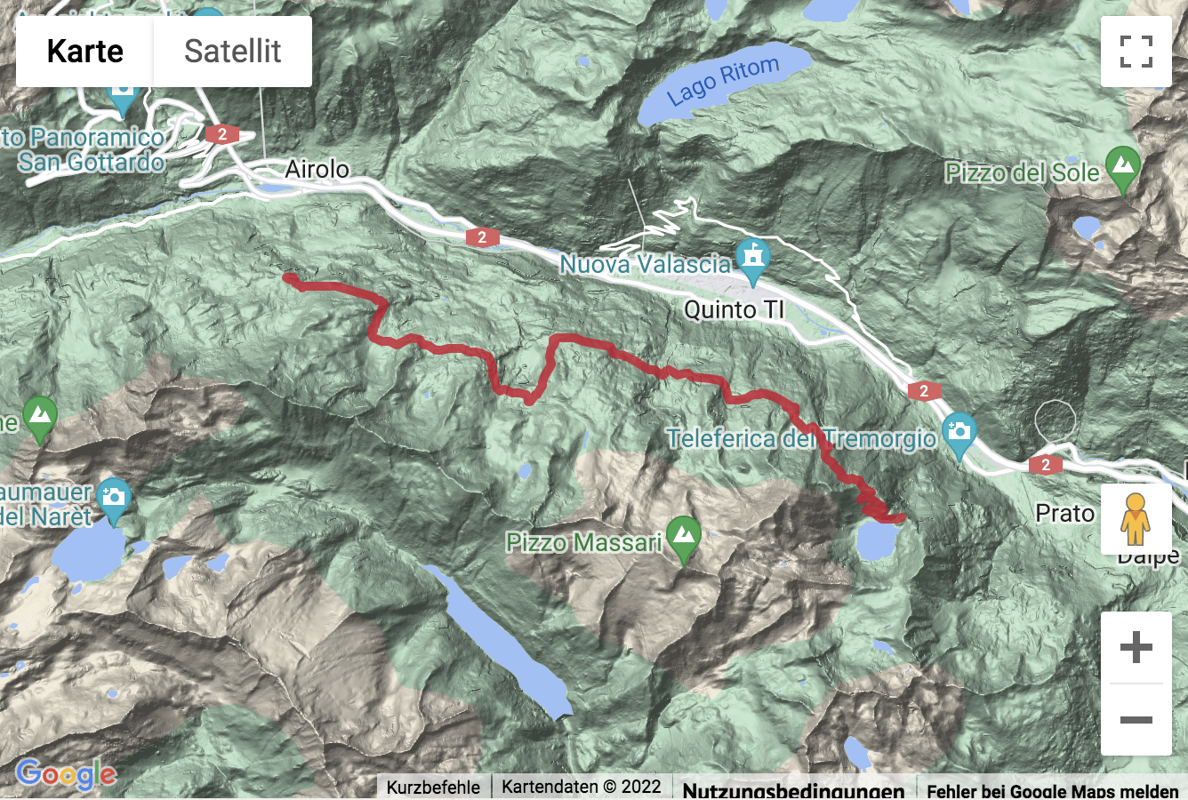 Carte de situation Höhenwanderung von der Alpe Pesciüm nach Tremorgio