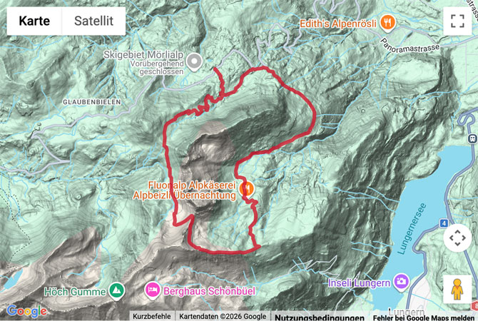 Routenskizze zur Bergwanderung auf dem Bärgmandlipfad
