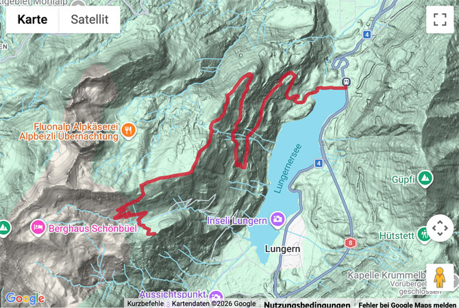 Routenskizze zur Bergwanderung auf dem Schmetterlingspfad
