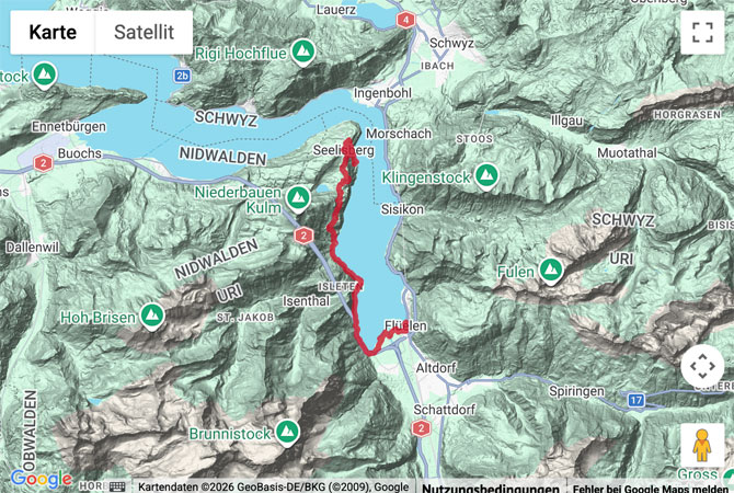 Routenskizze zur Wanderung auf dem Weg der Schweiz (Etappe 1)