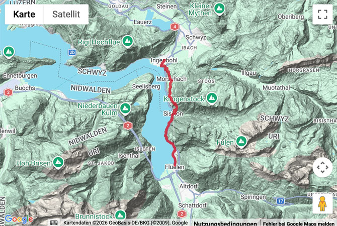 Routenskizze zur Wanderung auf dem Weg der Schweiz (Etappe 2)