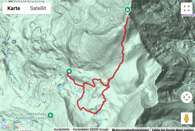 Routenskizze zur Bergwanderung aufs Elsighorn und zum Elsigseeli
