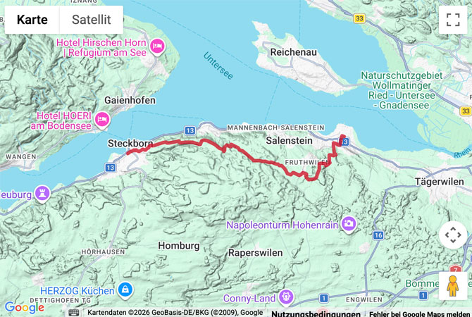Routenskizze zur Wanderung auf dem Thurgauer Fabelweg