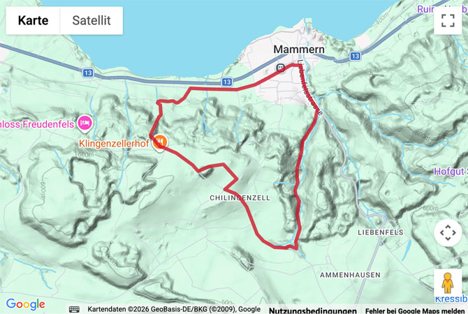 Routenskizze zur Rundwanderweg Klingenzell - Hochwacht
