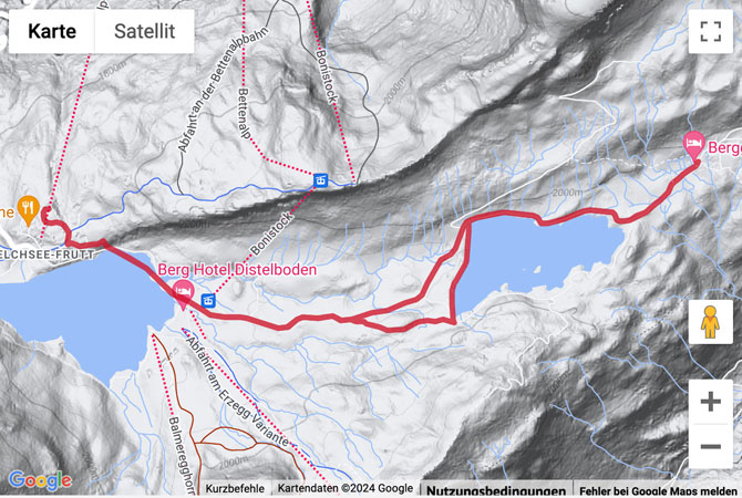 Google-Karte mit aufgezeichneter Route