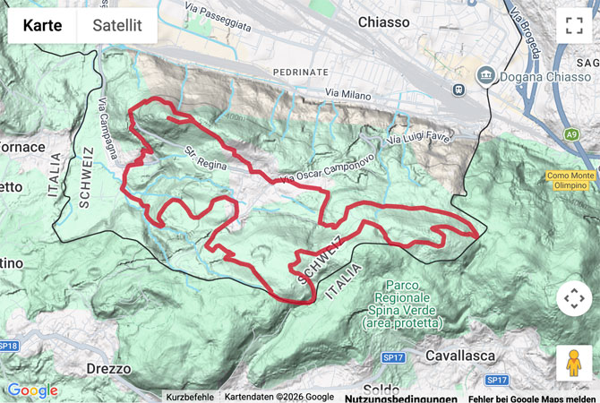 Routenskizze zur Wanderung zum südlichsten Punkt der Schweiz