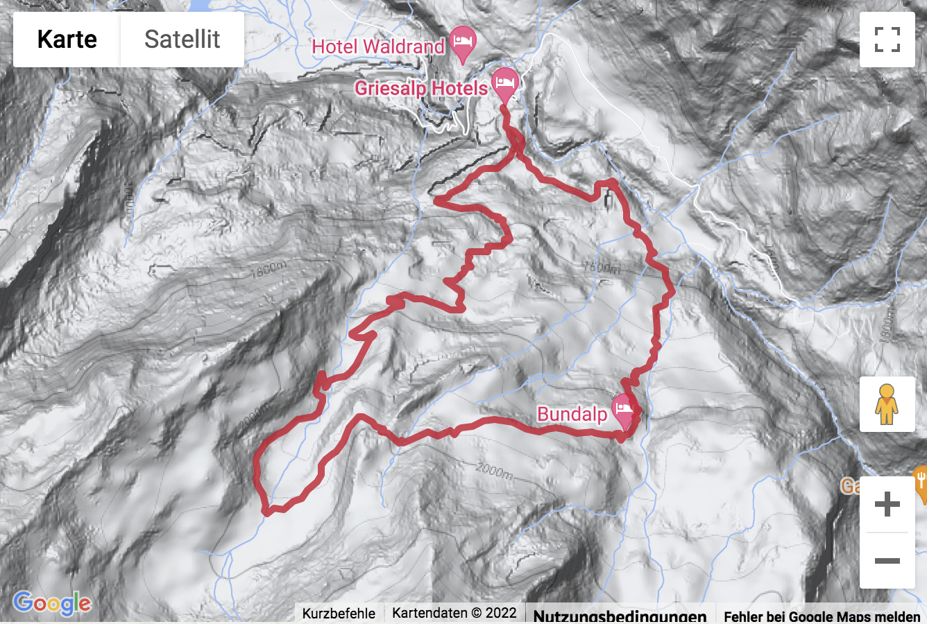 Übersichtskarte Bergwanderung von der Griesalp zur Bundalp